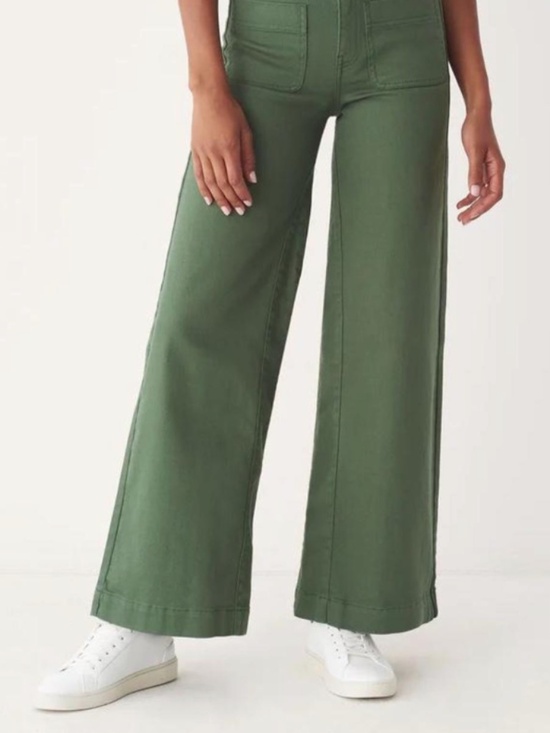 Frank & Oak Pants - Wide Leg Jean Sage Green Comfortable Frank & Oak Nina